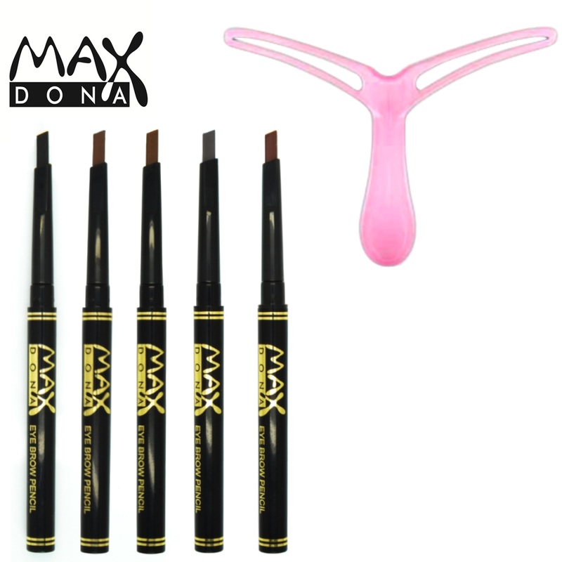 Glamza Eyebrow Shaping Bundle – Stencil & Maxdona Retractable Eyebrow Pen(s) – Free UK Postage Light Brown Pen & Stencil