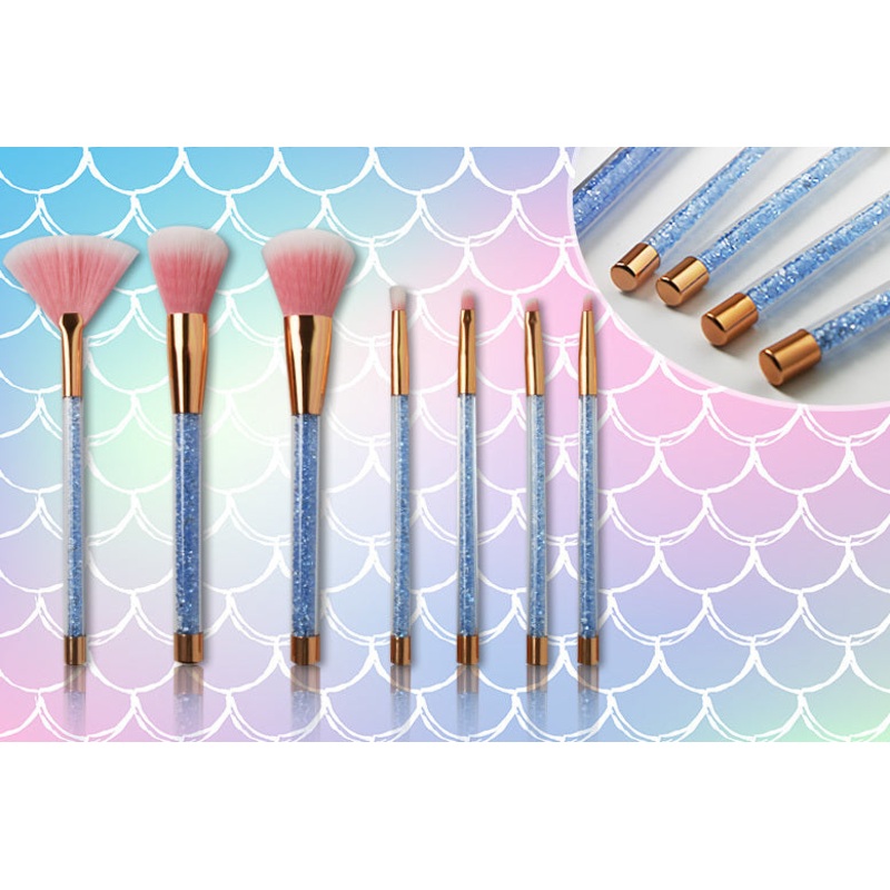 7pc Blue Crystal Makeup Brush Set  Free UK Delivery