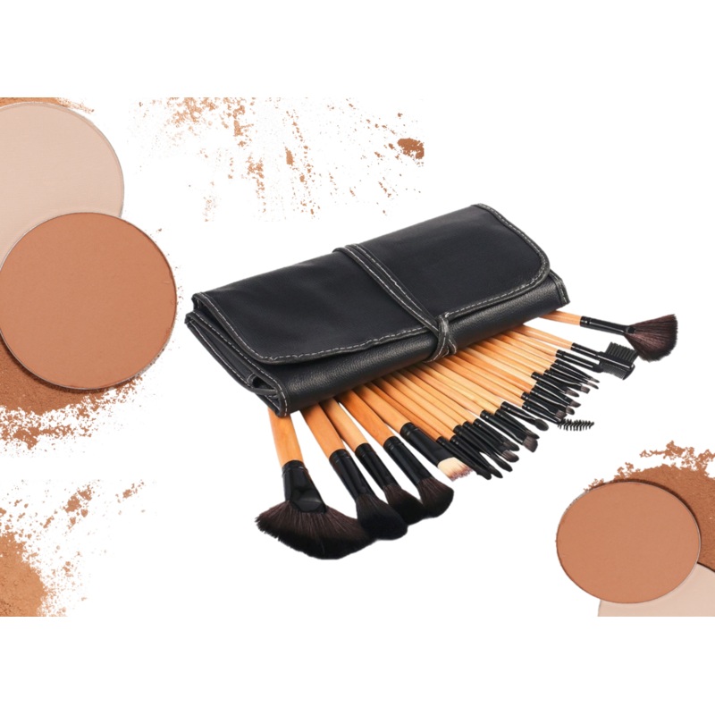 24-Piece Professional Makeup Brush Set  Flawless Application, Every Time Wooden