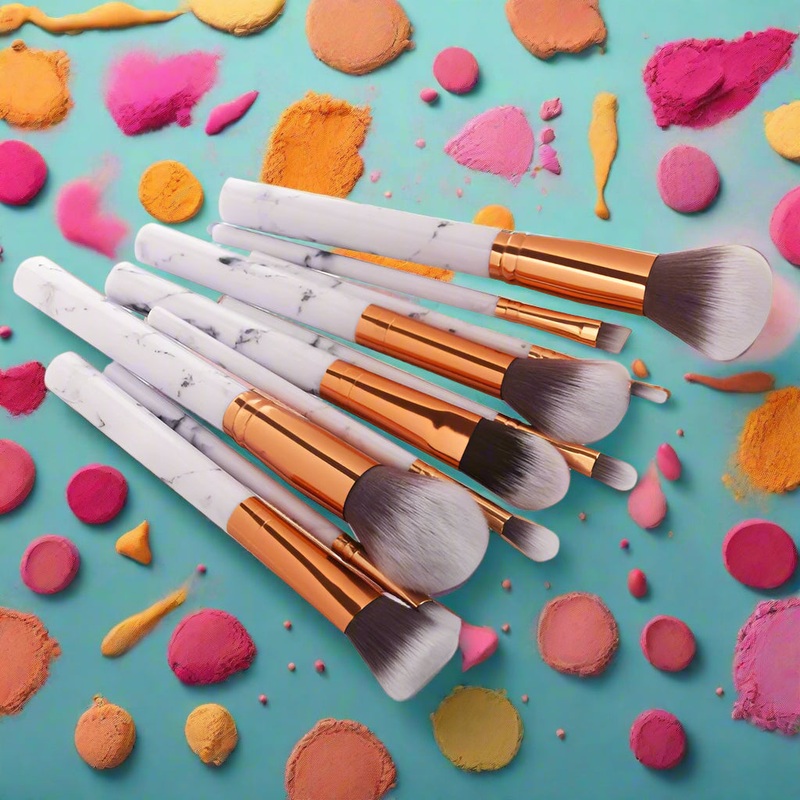 Glamza 10pc Marble Makeup Brush Set  Professional Quality | Free UK Delivery
