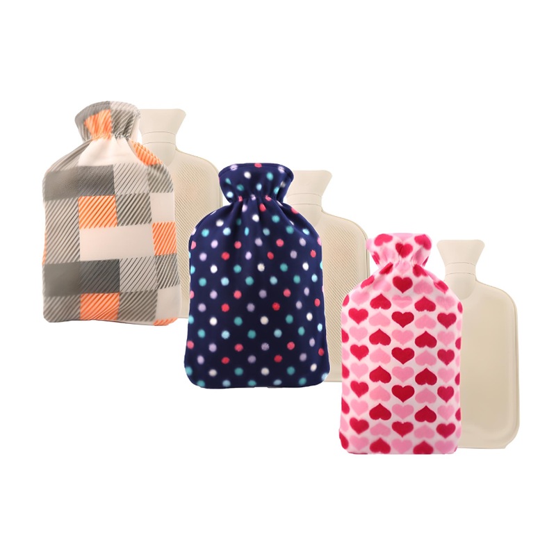 2-Litre Hot Water Bottles with Soft Fleece Cover  Free UK Delivery Hearts