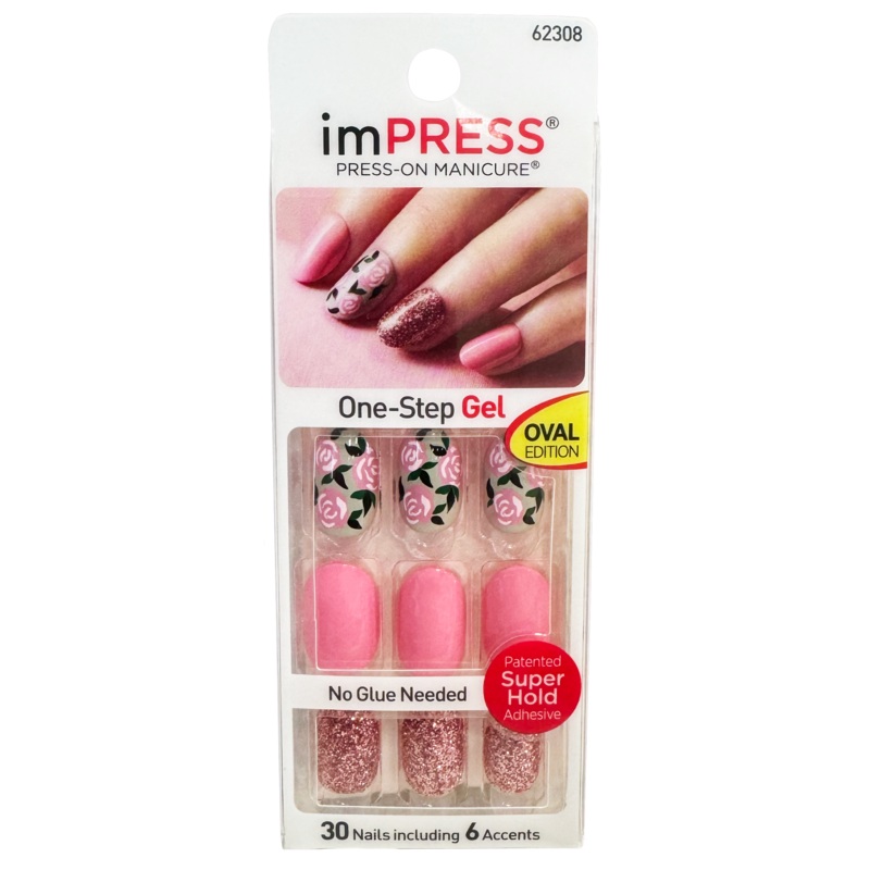 Kiss Impress 30 False Nails Pink Flower 62308