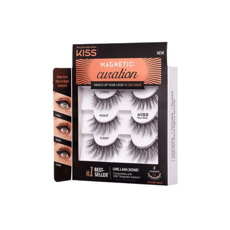 Kiss Magentic Curation Faux Mink False Eyelashes Trio Caress, Risque, Flaunt