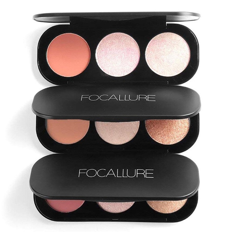 Focallure Triple Colour Blush & Highlighter Makeup Palette  Cruelty-Free with Free UK Postage #1